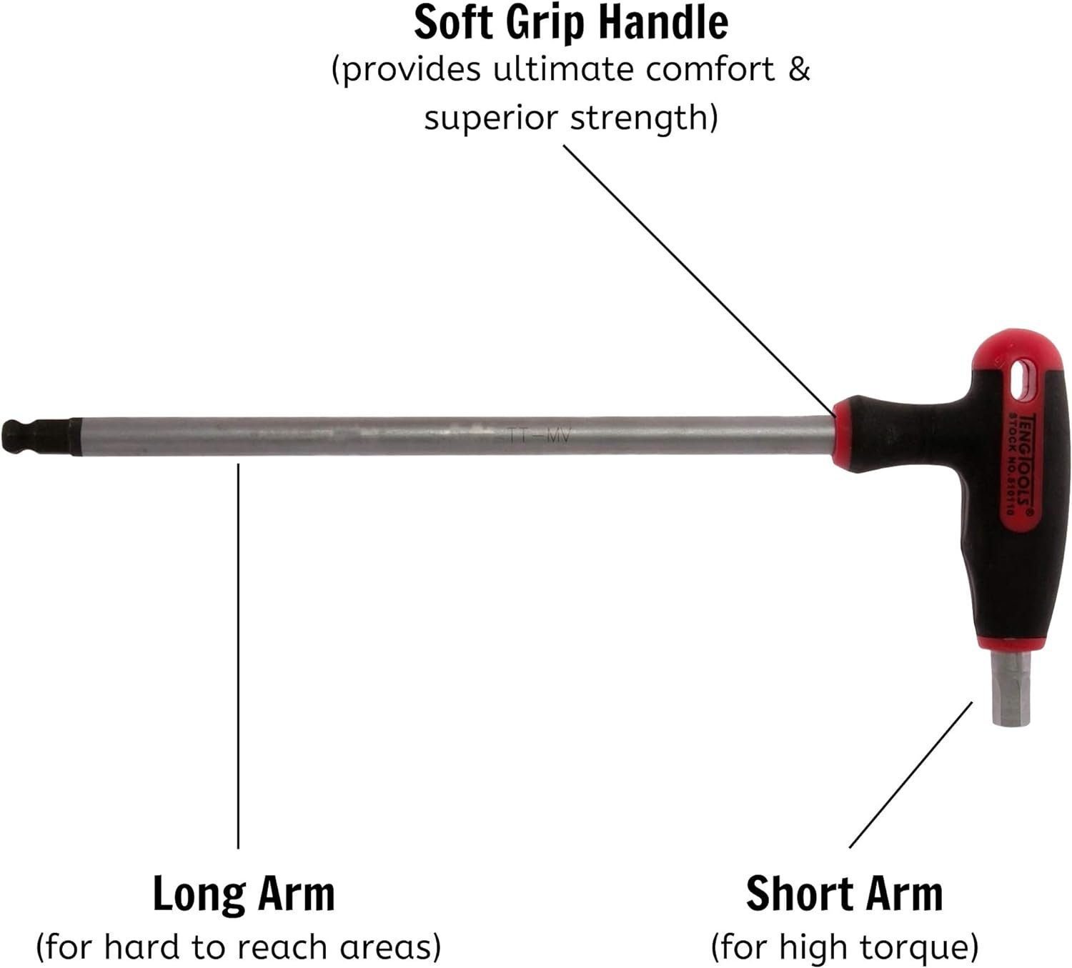 Teng Tools 5/32 Inch SAE Ball Point End T-Handle Hex Key Driver - 510105