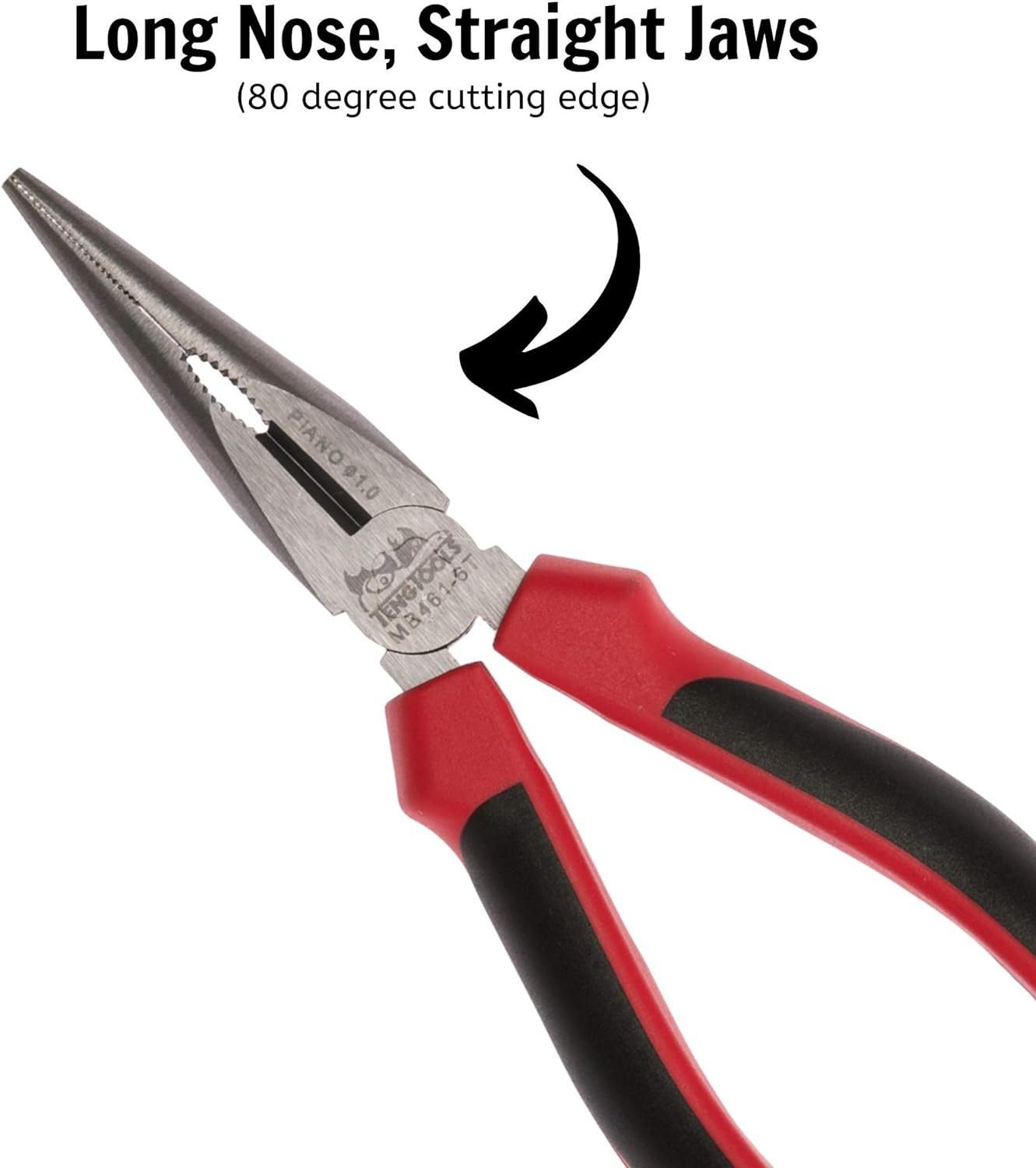 Teng Tools 8 Inch TPR Grip Long Nose Long Reach Pliers - MB461-8T, Chrome,Steel Teng Tools 8 Inch TPR Grip Long Nose Long Reach Pliers - MB461-8T, Chrome,Steel