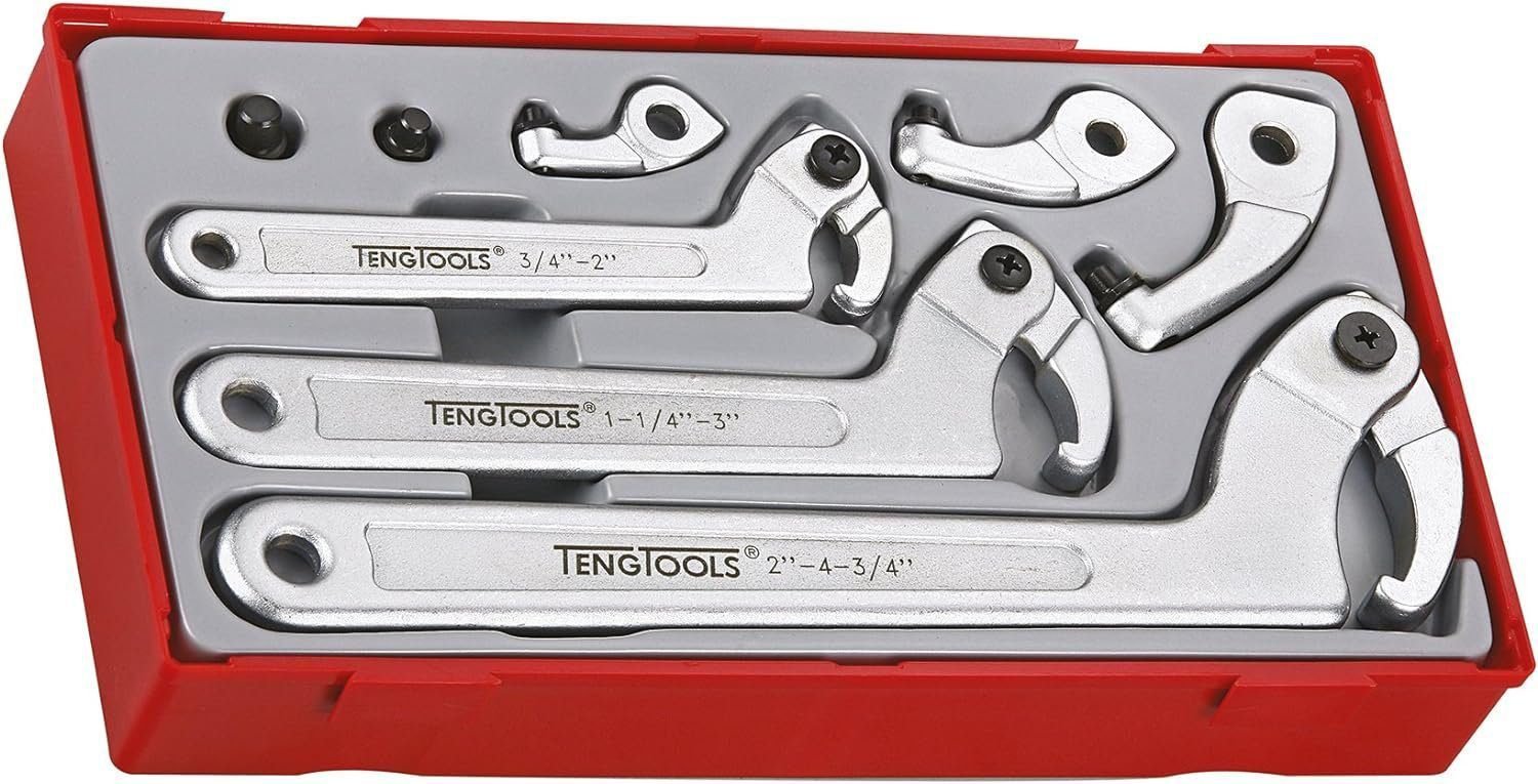 Teng Tools 8 Piece Adjustable C Type Hook and Pin Wrench/Spanner Set - TTHP08