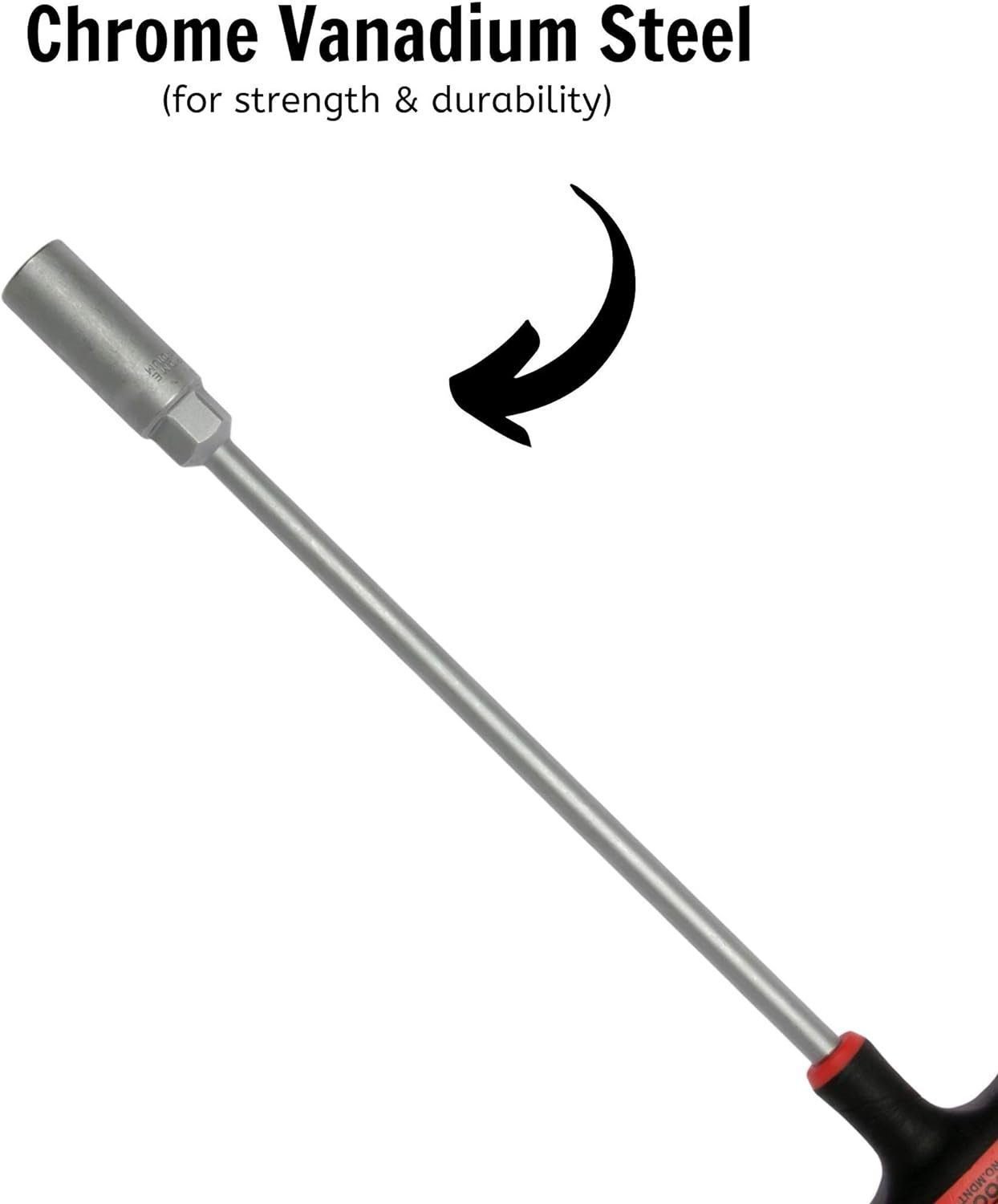 Teng Tools 8mm 6 Point Opening Durable Chrome Vanadium Steel T-Handle Nut Driver - MDNT408, Silver Teng Tools 8mm 6 Point Opening Durable Chrome Vanadium Steel T-Handle Nut Driver - MDNT408, Silver