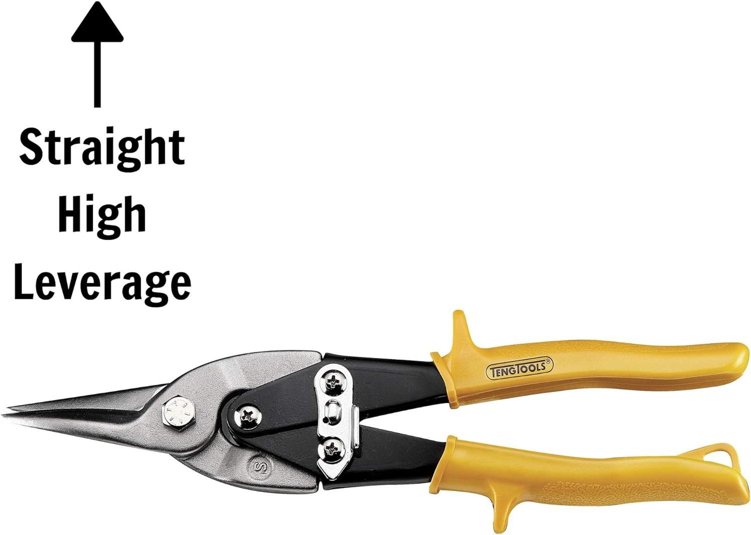 Teng Tools Aviation Tin Snips - Straight Cut High Leverage Tin Cutting Shears - 490W, Silver Teng Tools Aviation Tin Snips - Straight Cut High Leverage Tin Cutting Shears - 490W, Silver