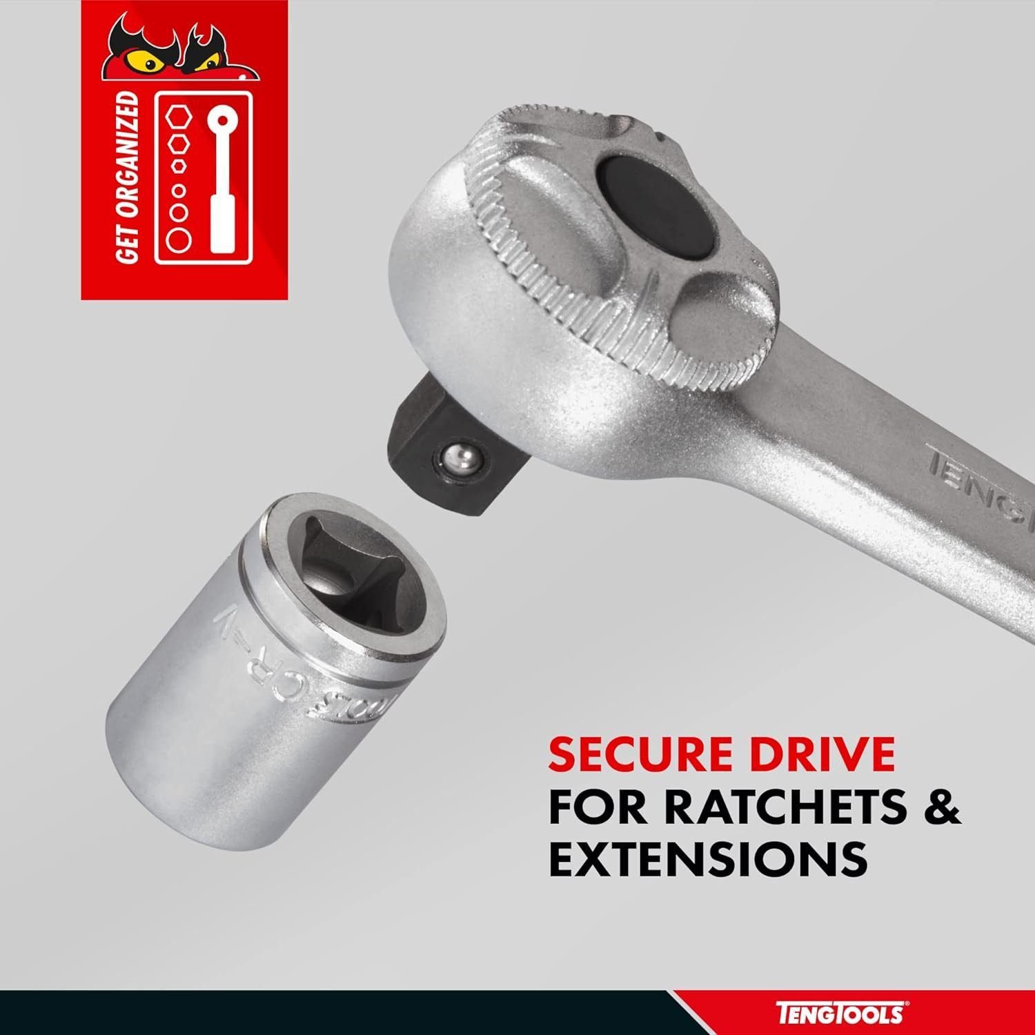 Teng Tools E10 3/8 Inch Drive Female E-Torx Star TX-E Chrome Vanadium Socket | Mechanic Tool | Hand Tool - M380710-C Teng Tools E10 3/8 Inch Drive Female E-Torx Star TX-E Chrome Vanadium Socket | Mechanic Tool | Hand Tool - M380710-C