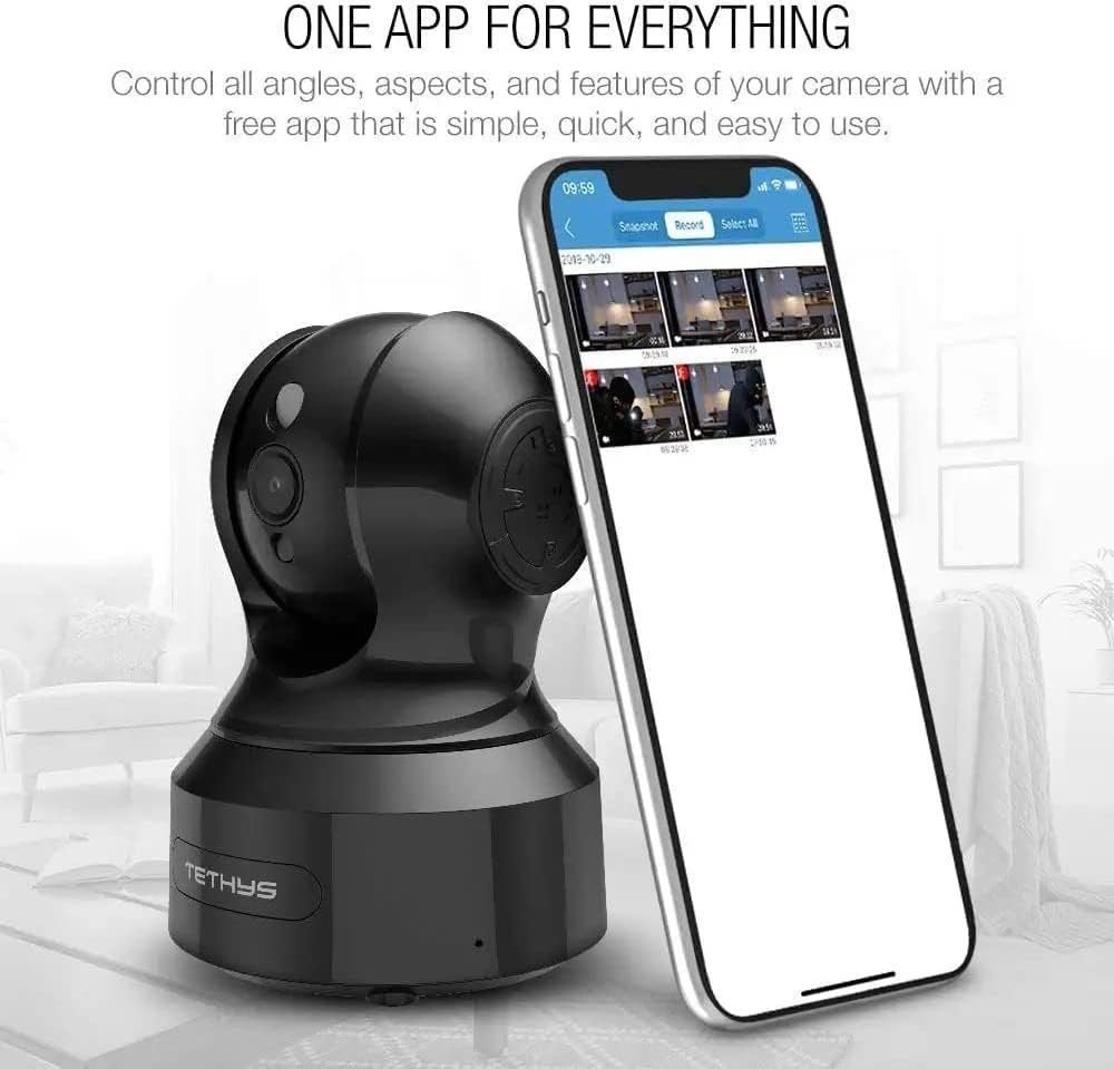 TETHYS Wireless Security Camera 1080P Indoor [Work with Alexa] Pan/Tilt WiFi Smart IP Camera Dome Surveillance System w/Night Vision,Motion Detection,2-Way Audio,Cloud for Home,Business, Baby Monitor