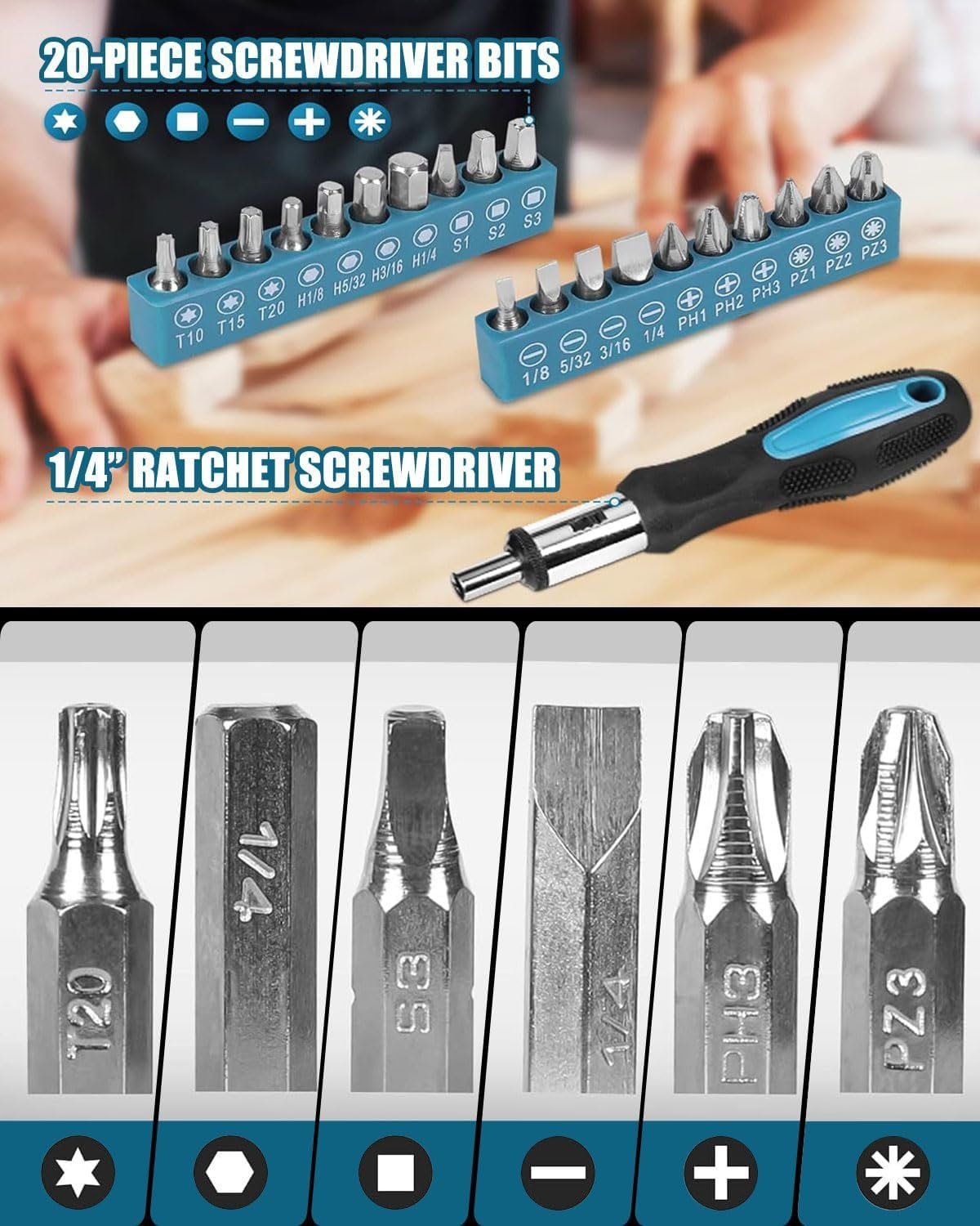 Tool Kit for Home, 144 Piece Hand Tool Set with Storage Box, General Basic Repair Tool Set with Hammer, Pliers, Wrenches, Voltage Tester, Measure Tape, Screwdriver Bits Tool Kit for Home, 144 Piece Hand Tool Set with Storage Box, General Basic Repair Tool Set with Hammer, Pliers, Wrenches, Voltage Tester, Measure Tape, Screwdriver Bits