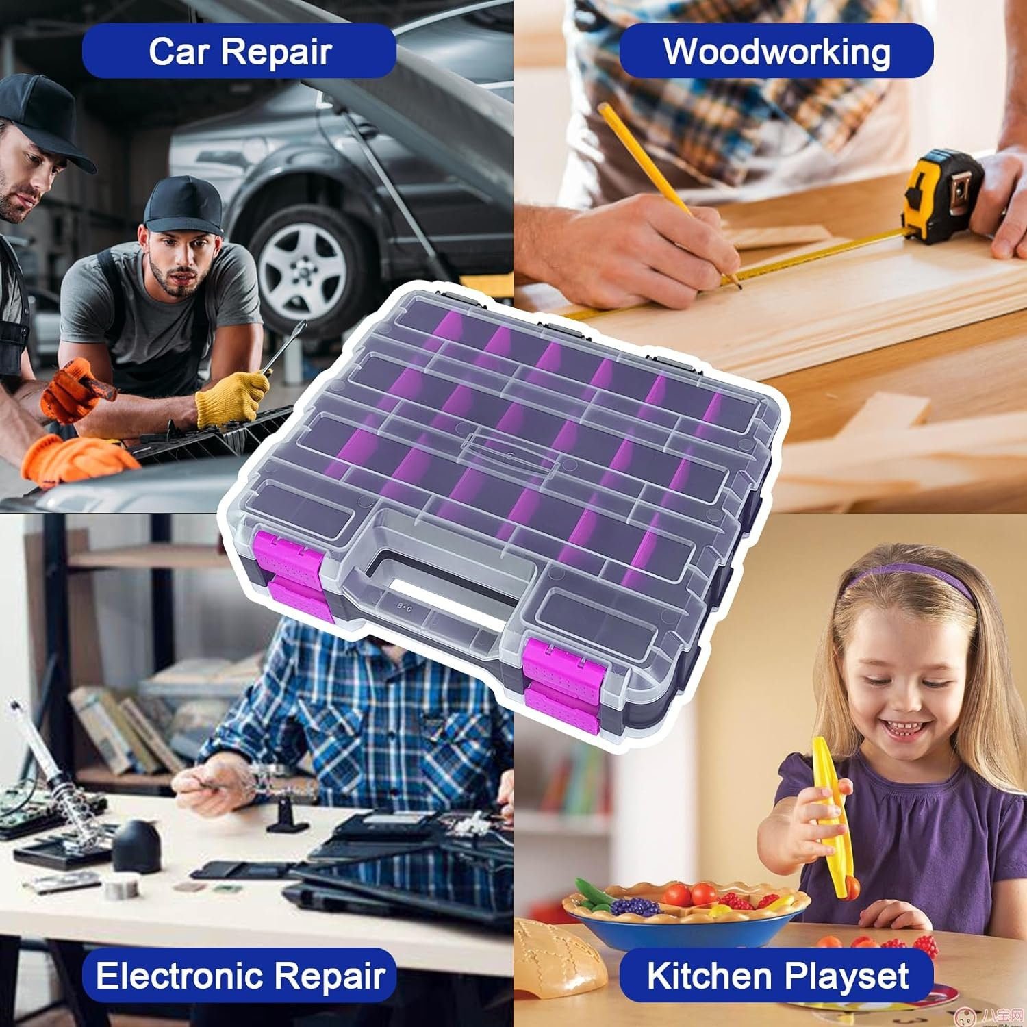 Tools Organizer Box Small Parts Storage Box 50-Compartment Double Side Hardware Organizers with Removable Plastic Dividers for Screws, Nuts, Nails, Bolts, Green Tools Organizer Box Small Parts Storage Box 50-Compartment Double Side Hardware Organizers with Removable Plastic Dividers for Screws, Nuts, Nails, Bolts, Green