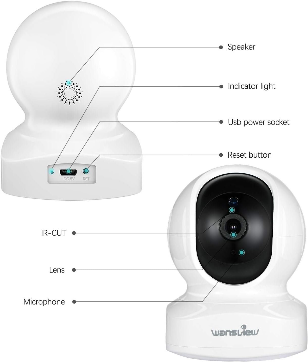 Wansview Security Camera, IP Camera 2K, WiFi Home Indoor Camera for Baby/Pet/Nanny, 2 Way Audio Night Vision, Works with Alexa, with TF Card Slot and Cloud Wansview Security Camera, IP Camera 2K, WiFi Home Indoor Camera for Baby/Pet/Nanny, 2 Way Audio Night Vision, Works with Alexa, with TF Card Slot and Cloud