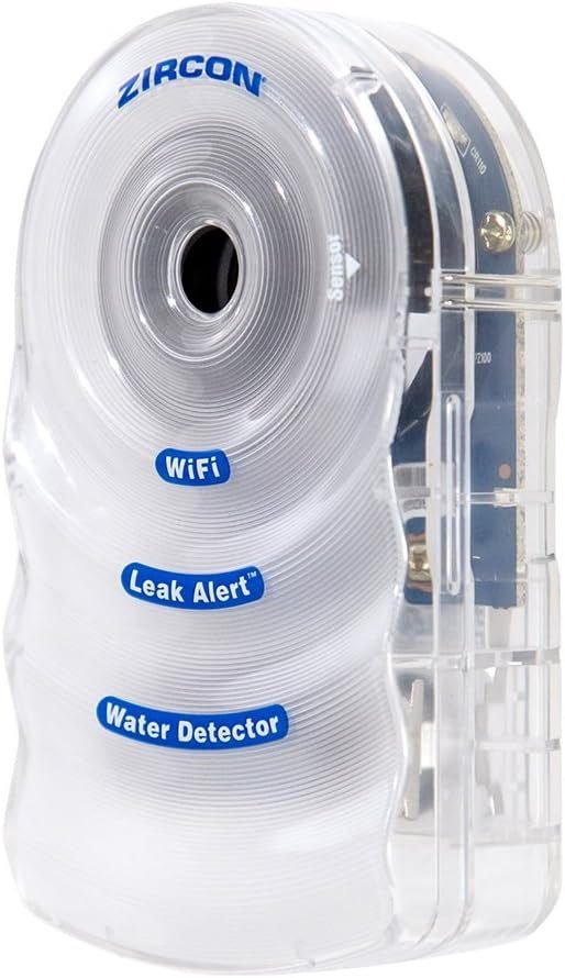 Zircon Leak Alert WiFi - Smart Electronic Water Detector Alarm with Email, Audio and Visual Alerts - Battery Included
