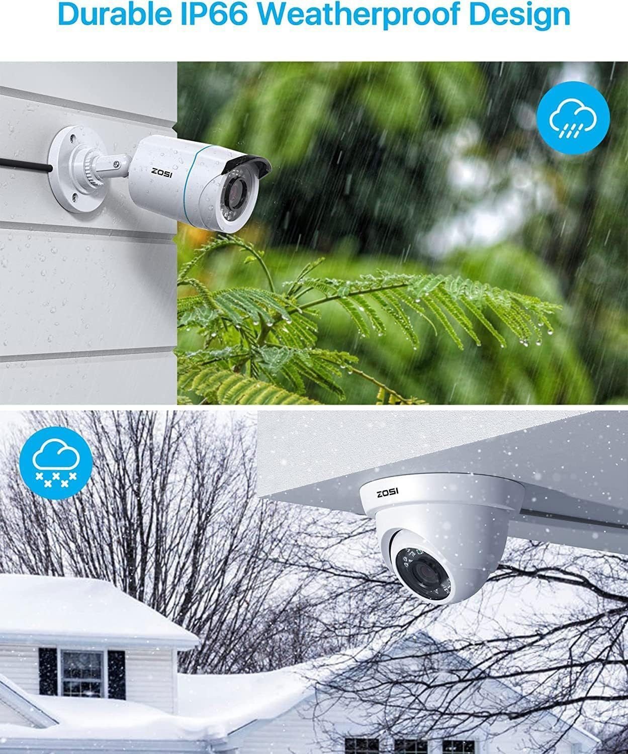 ZOSI 2.0MP HD 1080p 1920TVL Security Camera Outdoor Indoor (Hybrid 4-in-1 HD-CVI/TVI/AHD/960H Analog CVBS),36PCS LEDs,120ft IR Night Vision,105° View Angle Weatherproof Surveillance CCTV Bullet