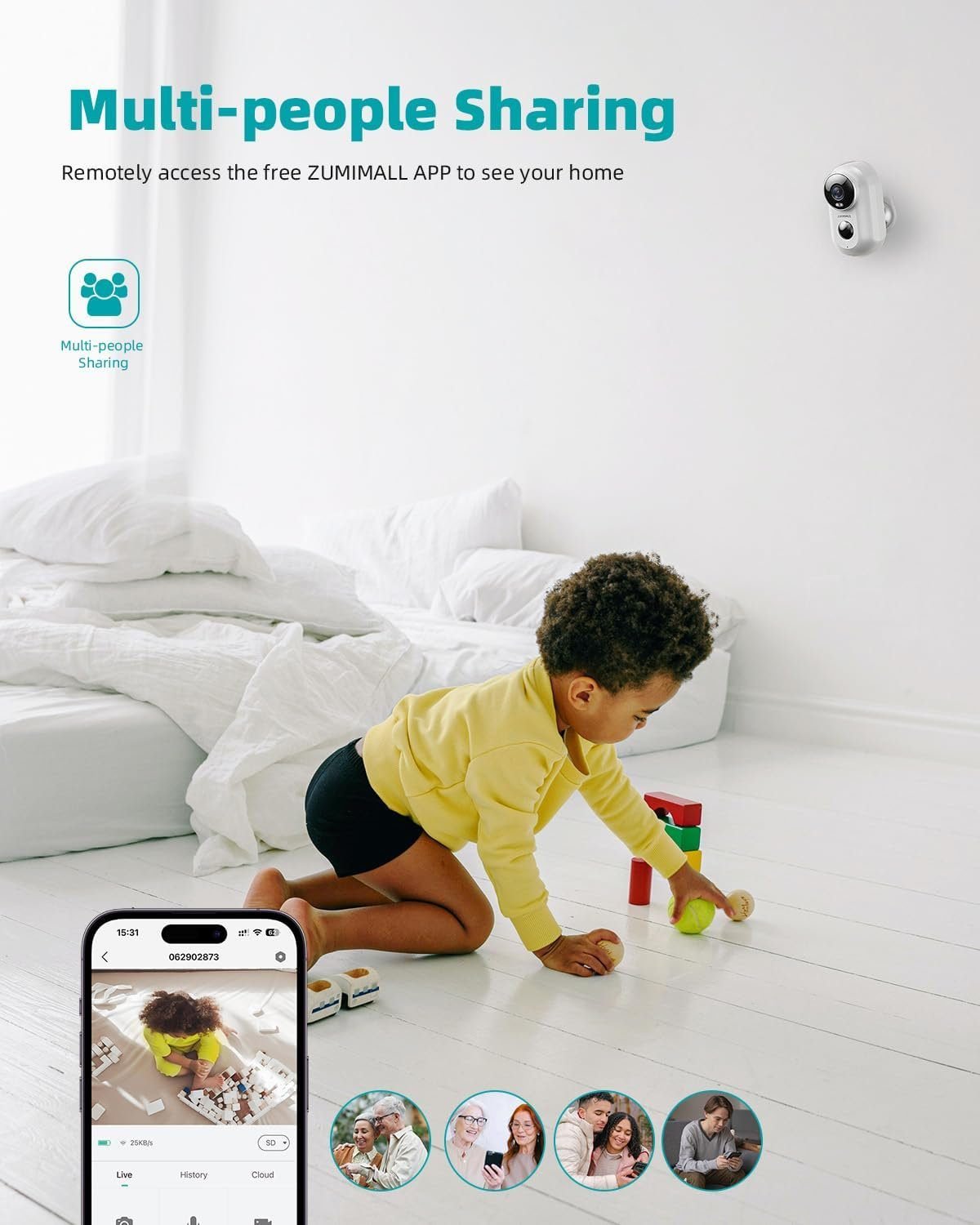 ZUMIMALL Security Cameras Wireless Outdoor with Magnetic Mount, 2.4G WiFi Outdoor  Indoor Battery Powered Camera for Home Security, 2K Color Night Vision/Siren/AI Detection/Cloud/SD(Type C Port)